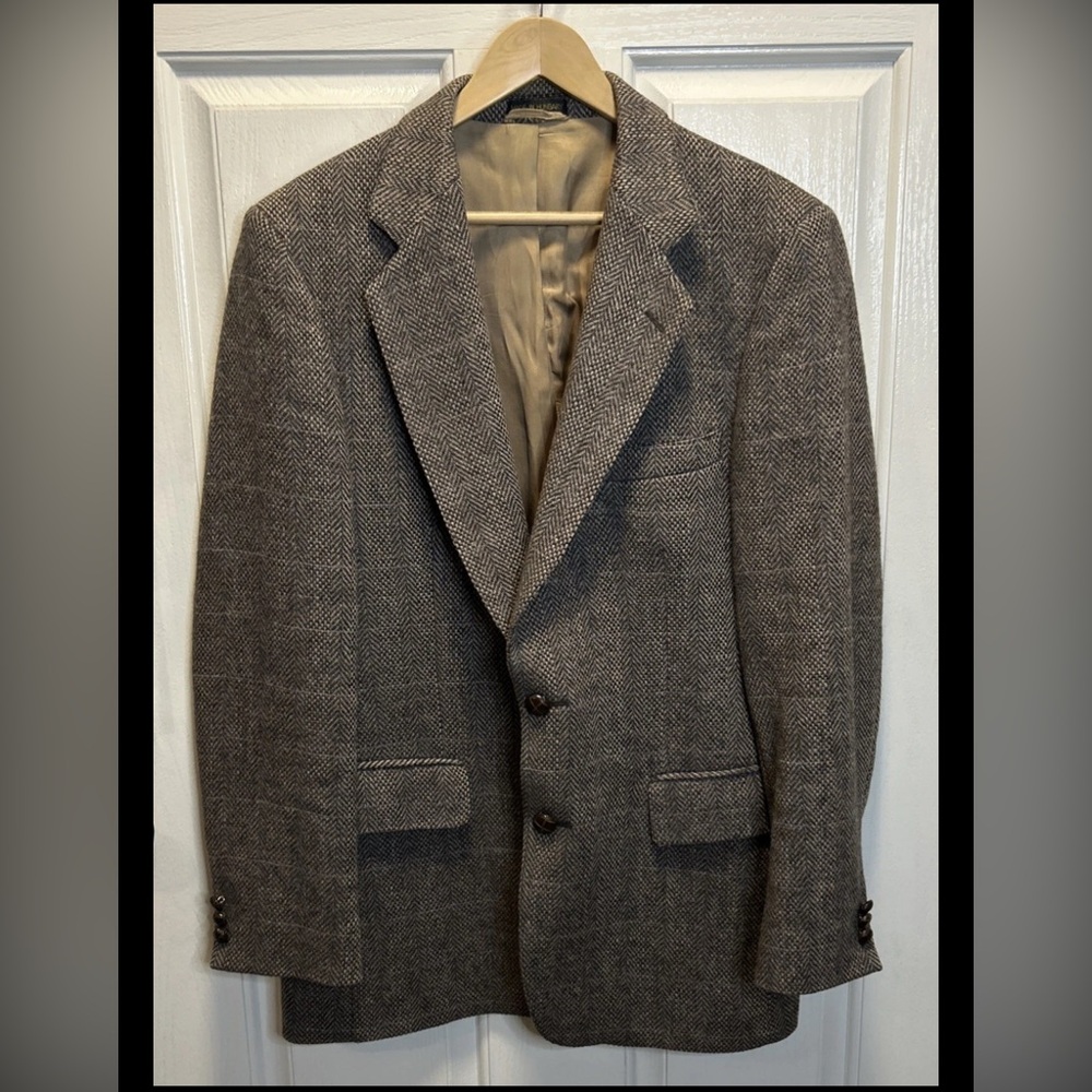 VTG Bellamin Tweed 100% Wool Blazer Sport Coat  Size 40 Regular Brown Excellent
